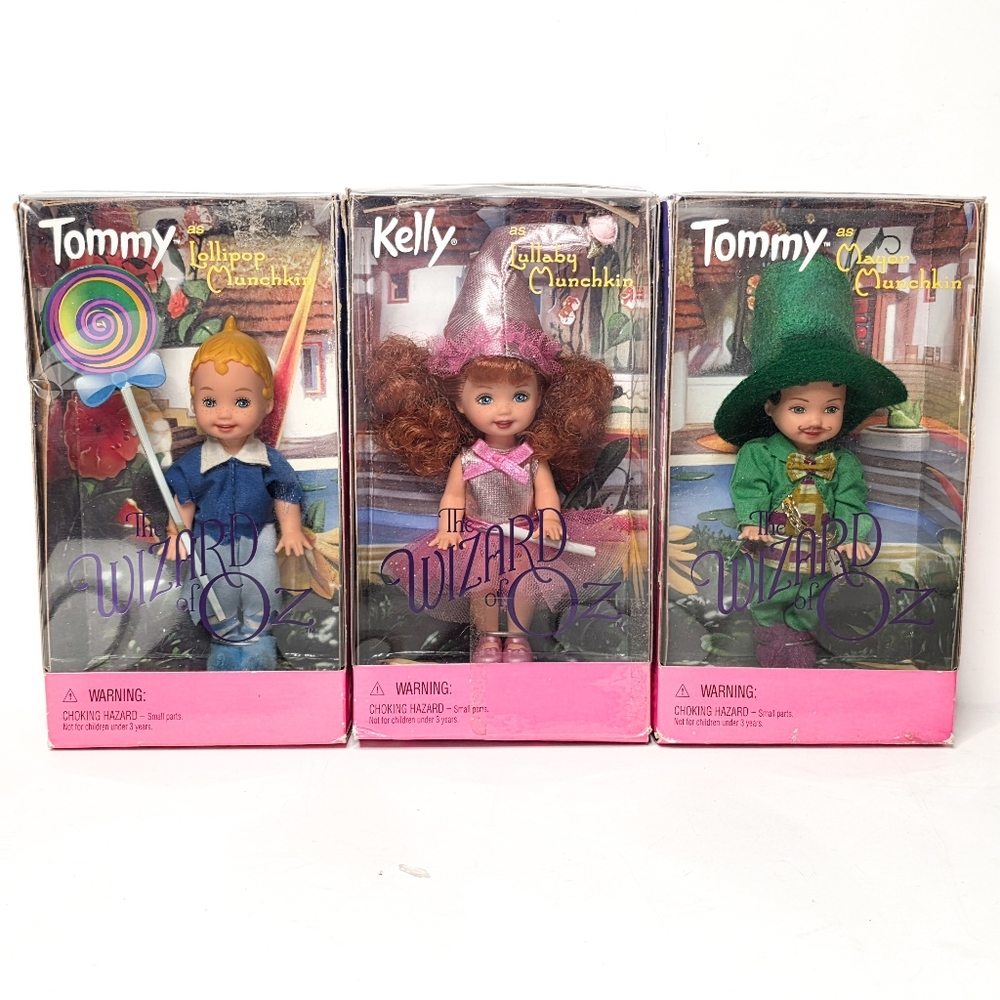 Wizard Of Oz x Mattel Barbie Kelly Munchkin Collection 1999 Dolls Set Of 3